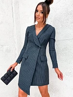 Pruhované tmavosivé šaty (8240)