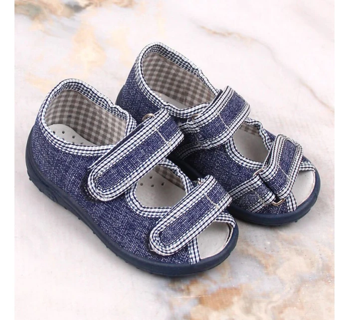 Chlapčenské domáce papuče sandále tmavomodré Nazo