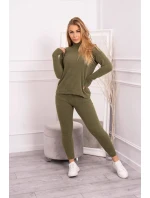 Dvojdielny sveterový set z alpaky vo farbe khaki