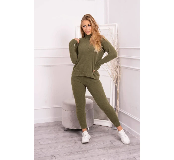 Dvojdielny sveterový set z alpaky vo farbe khaki