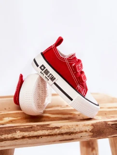 Dziecięce Materiałowe Trampki Na Rzep BIG STAR KK374076 Czerwone