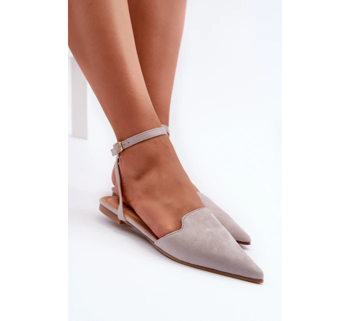 Wiązane Baleriny Eko Zamszowe Z Noskami W Szpic Szare Ellesara Wiązane Baleriny Eko Zamszowe Z Noskami W Szpic Szare Ellesara