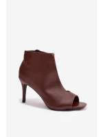 Dámské sandály na podpatku čokoládové Helira