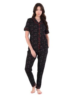 Dámske pyžamo 180/162 čierne so srdiečkami - Karol