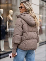 Dámská zimní prošívaná bunda s kapucí, béžová, FashionStreet TY5897 Dámská zimní prošívaná bunda s kapucí, béžová, FashionStreet TY5897