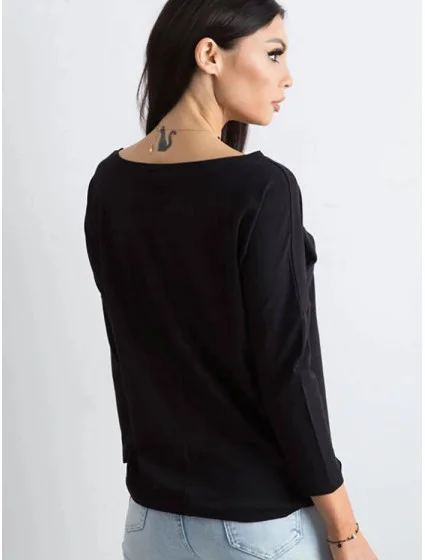 Volná černá dámská halenka se zavazováním na spodním model 19552503 - Factory Price Volná černá dámská halenka se zavazováním na spodním model 19552503 - Factory Price