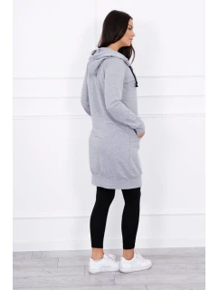 Šatová bunda s kapucňou šedá melange