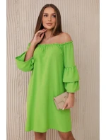 Španělské šaty s volánky na rukávu jasně zelená Španělské šaty s volánky na rukávu jasně zelená