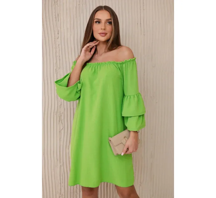 Španělské šaty s volánky na rukávu jasně zelená Španělské šaty s volánky na rukávu jasně zelená
