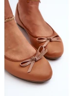 Balerínky z organickej kože s mašľou Camel Sandal