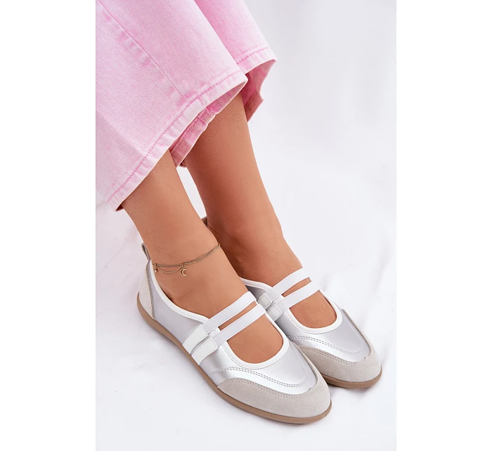 Sportové baleríny s elastickými pásky stříbrné Donatella Sportové baleríny s elastickými pásky stříbrné Donatella