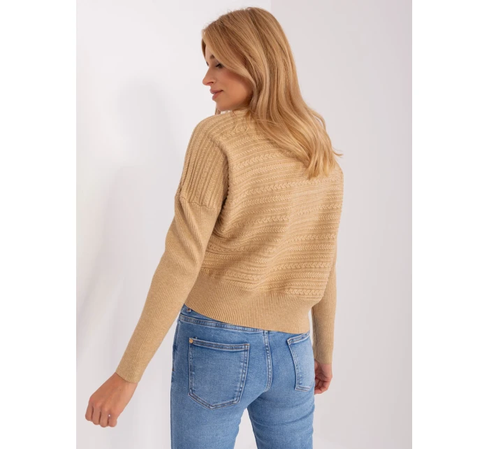 Sweter AT SW model 18900695 camelowy - FPrice Sweter AT SW model 18900695 camelowy - FPrice