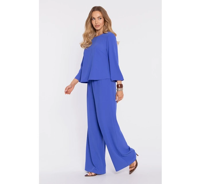 kalhoty s pasem a bočními kapsami modré model 22040559 - Moe