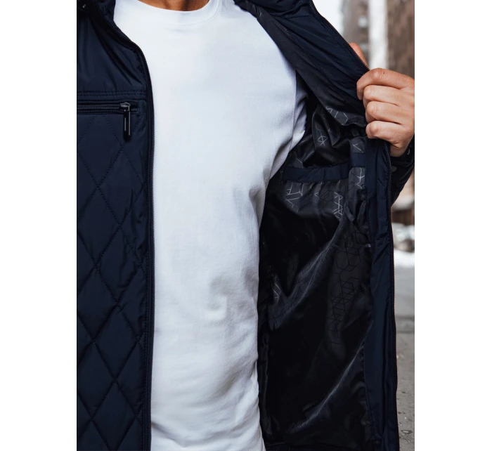 Pánská prošívaná bunda s kapucí tmavě modrá Dstreet model 21982972 - FashionStreet