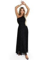 model 21941593 Dlouhé třpytivé večerní šaty na jedno rameno klasické černé - numoco basic model 21941593 Dlouhé třpytivé večerní šaty na jedno rameno klasické černé - numoco basic