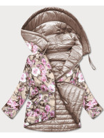 Obojstranná béžová kvetovaná dámska bunda (PC-7509-62)