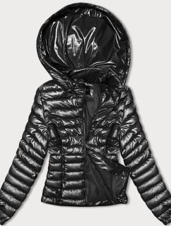 Čierna dámska prešívaná bunda s kapucňou (16M9106-392)