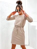 Béžové dámske pletené šaty (700)