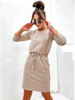 Béžové dámske pletené šaty (700)