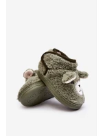 Dětské vyhřívané pantofle se zeleným medvídkem model 21641182 - Boto