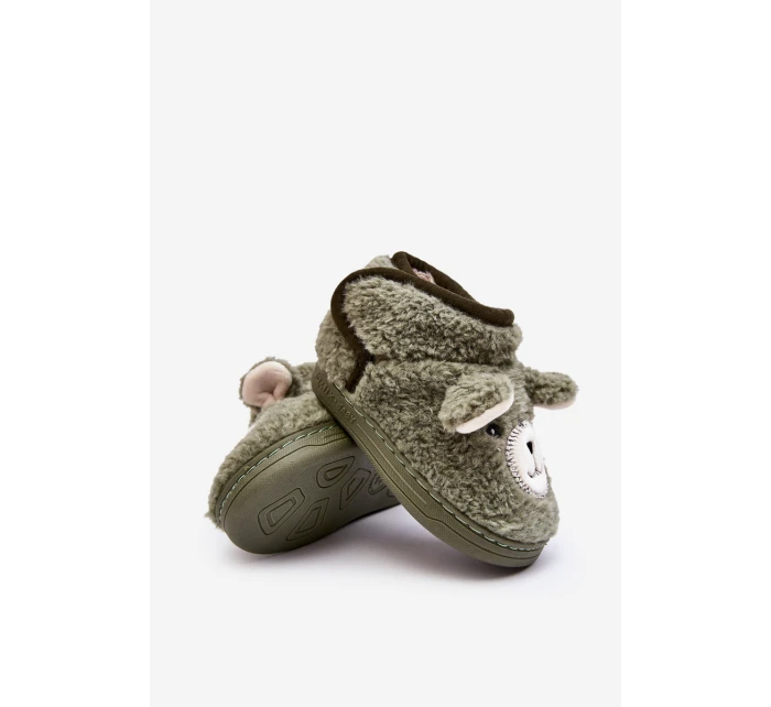 Dětské vyhřívané pantofle se zeleným medvídkem model 21641182 - Boto