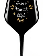SNÍM O VÁNOCÍCH BÍLÝCH - černá nerozbitná sklenice na víno 470 ml
