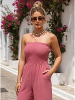Dámsky letný overal so širokými nohavicami ružový FashionStreet EY2652