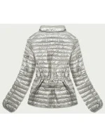 Lesklá béžová dámská prošívaná bunda model 16994025 - MINORITY Lesklá béžová dámská prošívaná bunda model 16994025 - MINORITY