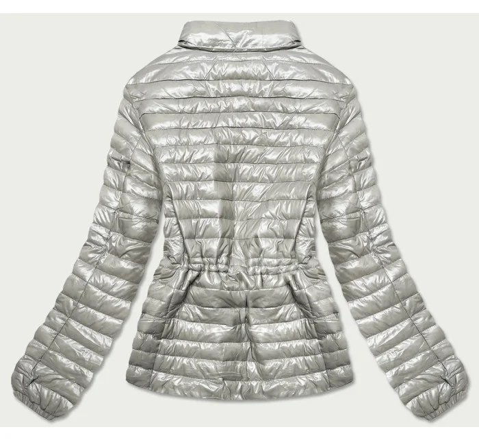 Lesklá béžová dámská prošívaná bunda model 16994025 - MINORITY Lesklá béžová dámská prošívaná bunda model 16994025 - MINORITY