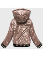 Krátka béžová dámska bunda s kapucňou (B9787-12)