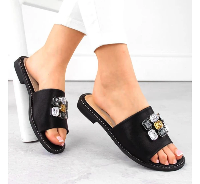 S.Barski W OLI262A žabky s kubickými zirkónmi čierne