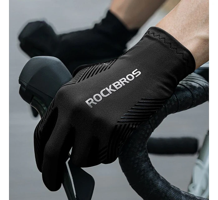 Cyklistické rukavice Rockbros jar/leto/jeseň, plné, veľkosť: L - čierne
