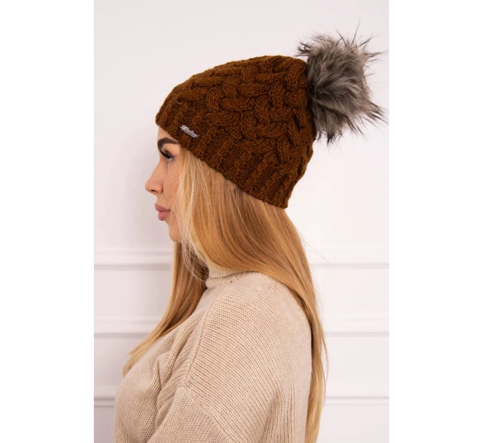 Fleecová čepice Daria model 18750089 světle hnědá - K-Fashion Fleecová čepice Daria model 18750089 světle hnědá - K-Fashion