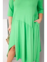 Dámské bavlněné šaty Plus Size s asymetrickým lemem světle zelená