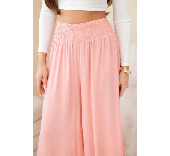 Dámské viskózové kalhoty s elastickým pasem meruňkové Dámské viskózové kalhoty s elastickým pasem meruňkové