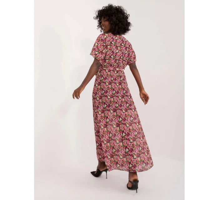 Čierno-ružové dámske letné kvetinové šaty (9656) Čierno-ružové dámske letné kvetinové šaty (9656)