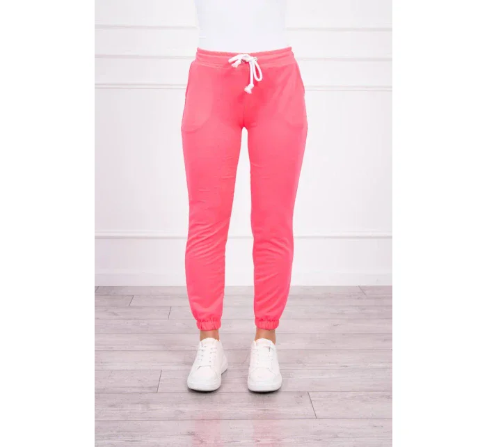 Bavlněné kalhoty růžové neonové