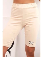 Dámský bavlněný komplet s krátkým rukávem a šortkami béžový Dámský bavlněný komplet s krátkým rukávem a šortkami béžový