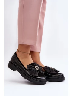Dámské lakované mokasíny s mašlí model 21648033 černé - Laura Messi