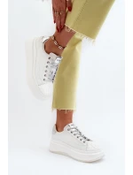 Dámské kožené tenisky na platformě GOE NN2N4033 Bílé