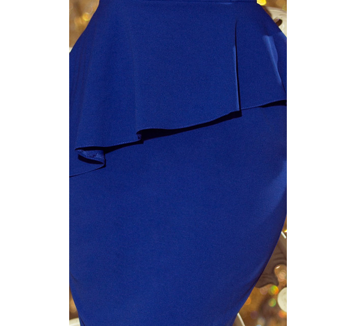 Šaty s rukávmi Numoco a volánom v páse - modré