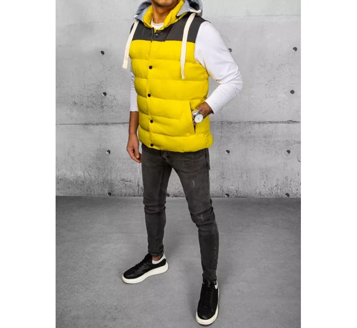 Pánská vesta s kapucí žlutá Dstreet model 21967492 - FashionStreet Pánská vesta s kapucí žlutá Dstreet model 21967492 - FashionStreet