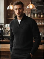 Pánský svetr s límečkem černý Dstreet model 21994047 - FashionStreet