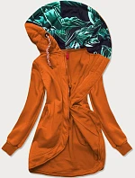 Dámska dlhá elastická mikina s kapucňou karamelová (AMG815)