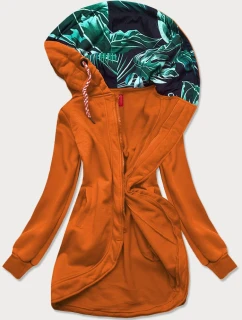 Dámska dlhá mikina na zips v karamelovej farbe (AMG815)