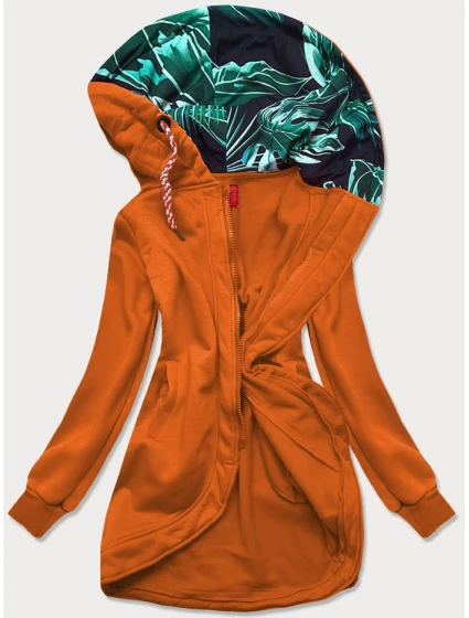 Dámska dlhá mikina na zips v karamelovej farbe (AMG815) Dámska dlhá mikina na zips v karamelovej farbe (AMG815)