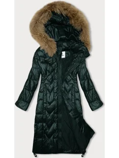 Tmavě zelená dlouhá dámská prošívaná bunda model 21247405 - Glakate