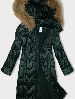 Tmavo zelená dlhá dámska prešívaná bunda Glakate (LU-2203)