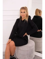Šaty s kapucňou a bočným rázporkom čierne Šaty s kapucňou a bočným rázporkom čierne