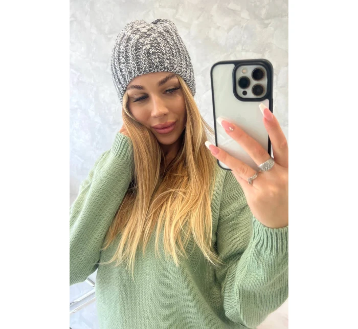 Veselá fleecová čiapka K225 sivá+grafitová Veselá fleecová čiapka K225 sivá+grafitová